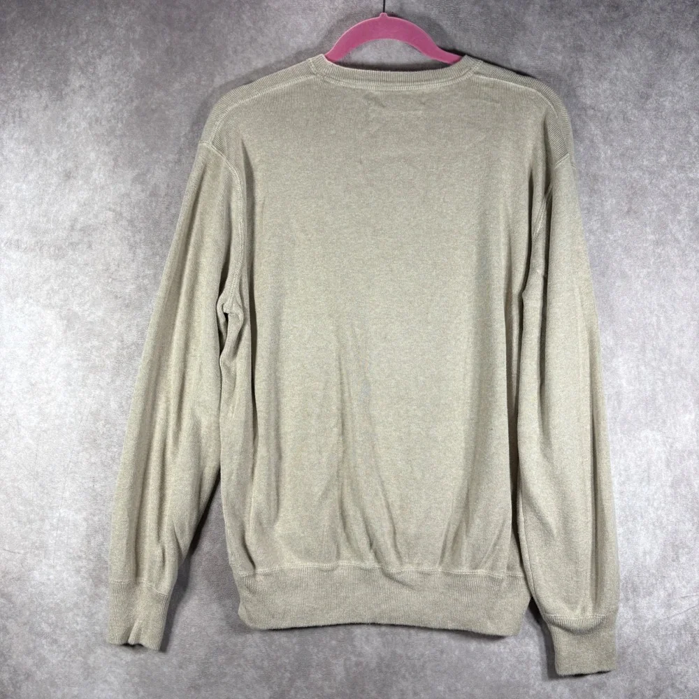 Polo Ralph Lauren Sweater Mens Size Large Beige Crewneck Cotton Pony Logo Preppy